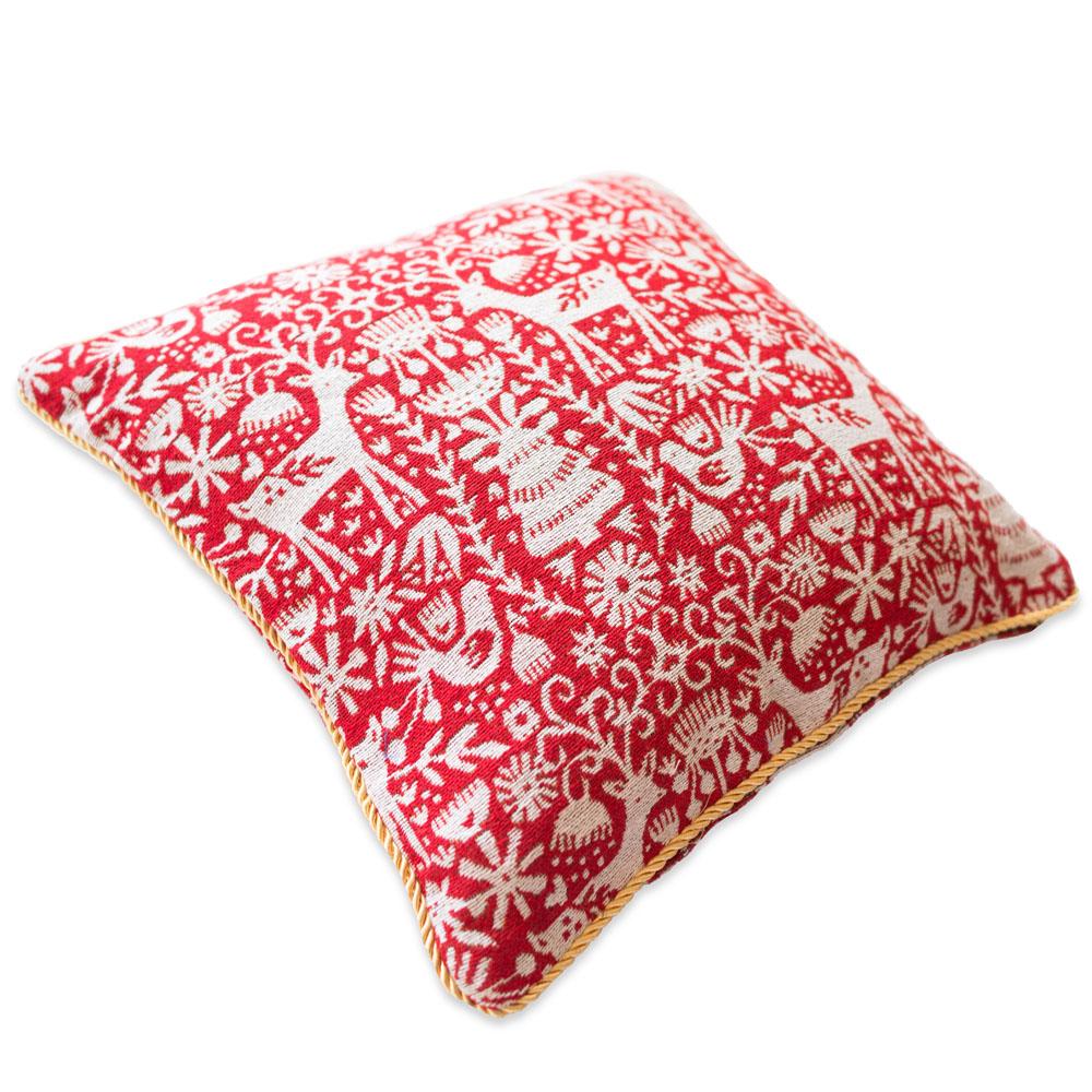 Set of 2 White Deer in the Woods Christmas Throw Cushion Pillow CoversChina , dimensions in inches: 18 x 17.5 x 17.5
