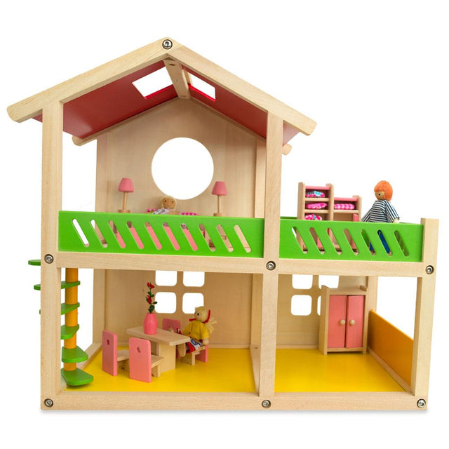 Wood 1 Bedroom Wooden Toy House 18.5 Inches in Multi color