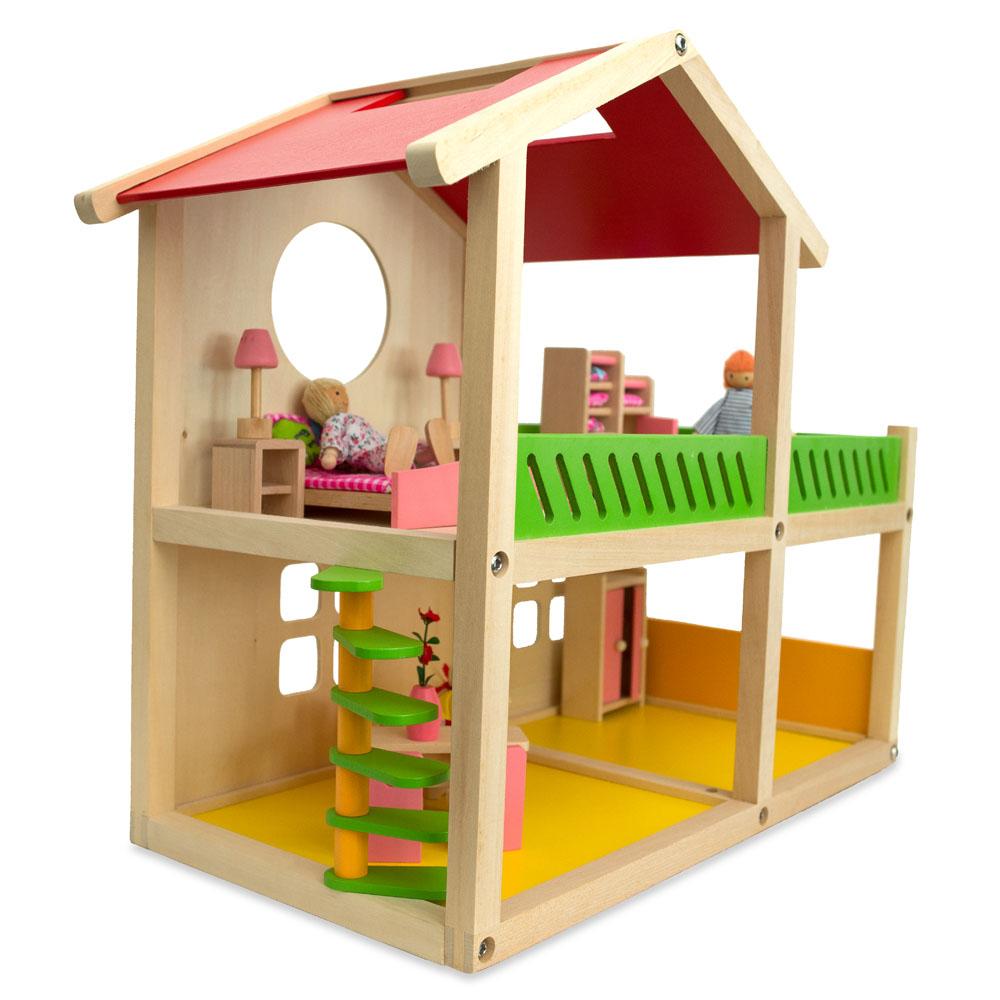 1 Bedroom Wooden Toy House 18.5 Inches ,dimensions in inches: 18.5 x 17.32 x 9.84