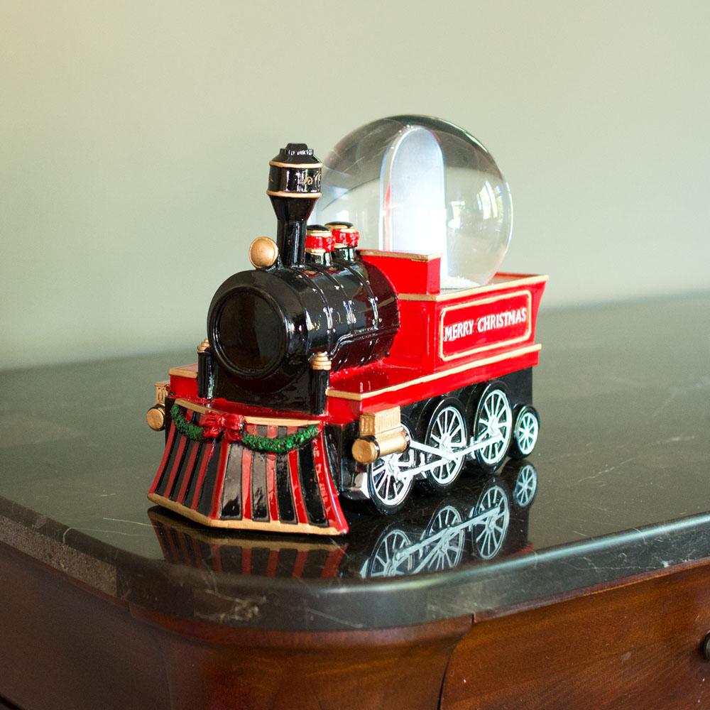 Whimsical Train Ride: Musical Christmas Water Snow Globe with Picture Frame