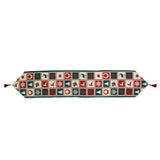 Reindeer Square Patterns Christmas Tablecloth Holiday Runner 75 Inches in Red color Rectangular