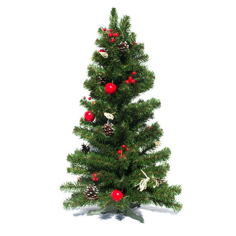Ukrainian Tabletop Christmas Tree w. Straw Bows, Apples & Pine Cones 27.5 Inches in Green color, Triangle shape