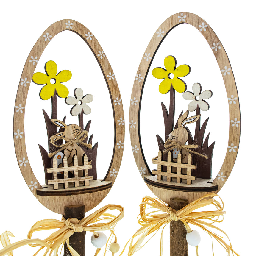 Shop Set of 2 Rustic Wooden Easter Egg Decorations – Handmade Bunny & Flower Tabletop Decor. Buy Easter Centerpieces Beige Oval  for Sale by Online Gift Shop BestPysanky Easter Bunny figurine decoration