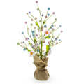 Easter Berry & Egg Floral Branch Arrangement – Rustic Spring Tabletop Centerpiece with Burlap Base 17.5 Inches Tall in Multi color