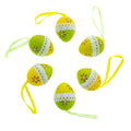 Set of 6 Miniature Hanging Easter Egg Ornaments – Lace-Trimmed Floral Decoration Set for Easter Trees & Home Decor in Multi color