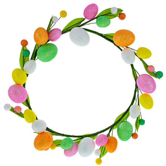 Glistening Easter Egg Wreath 12 Inches Tall in Multi color, Round shape