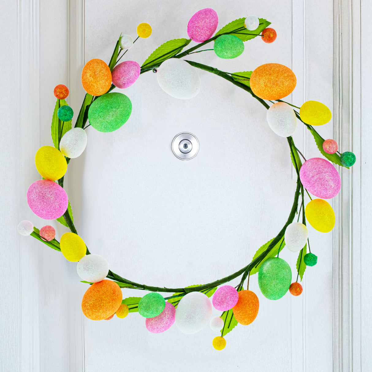 Styrofoam Glistening Easter Egg Wreath 12 Inches Tall in Multi color Round