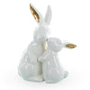 Ceramic Ceramic Easter Figurine of Mother Bunny with Her Little One in White color