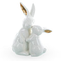 Elegant Ceramic Mother Bunny with Baby Figurine 8 Inches Tall in White color