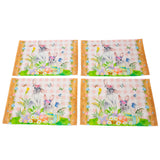 Fabric Bunny Delight: Set of 4 Bunny and Easter Eggs Placemats in Multi color