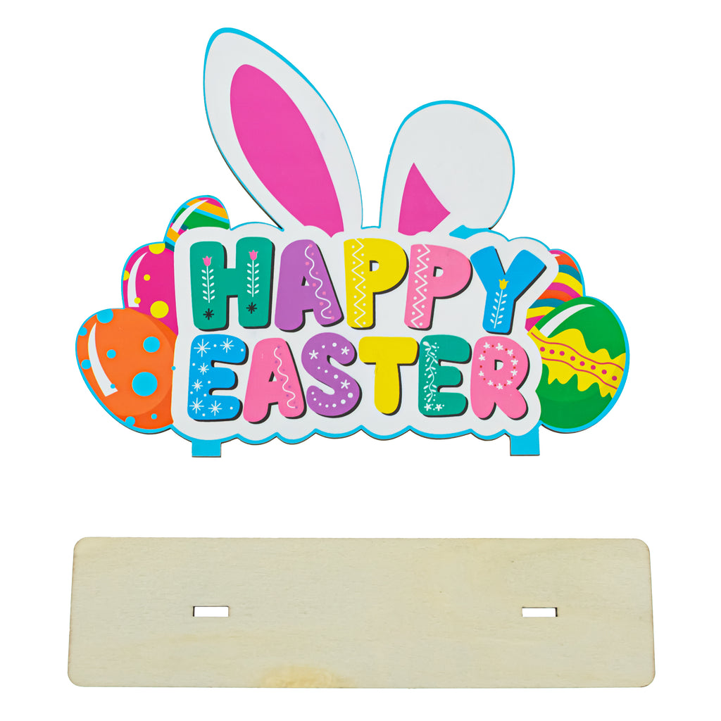 BestPysanky online gift shop sells spring tabletop accent holiday sign seasonal display bunny theme festive decor shelf sitter colorful home styling cheerful centerpiece farmhouse style