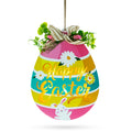 Illuminated LED Wooden Easter Egg Hanging Decor 12.5 Inches Tall in Multi color