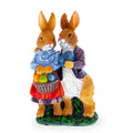 Loving Easter Bunny Pair Figurine With Festive Basket 6.2 Inches Tall in Multi color