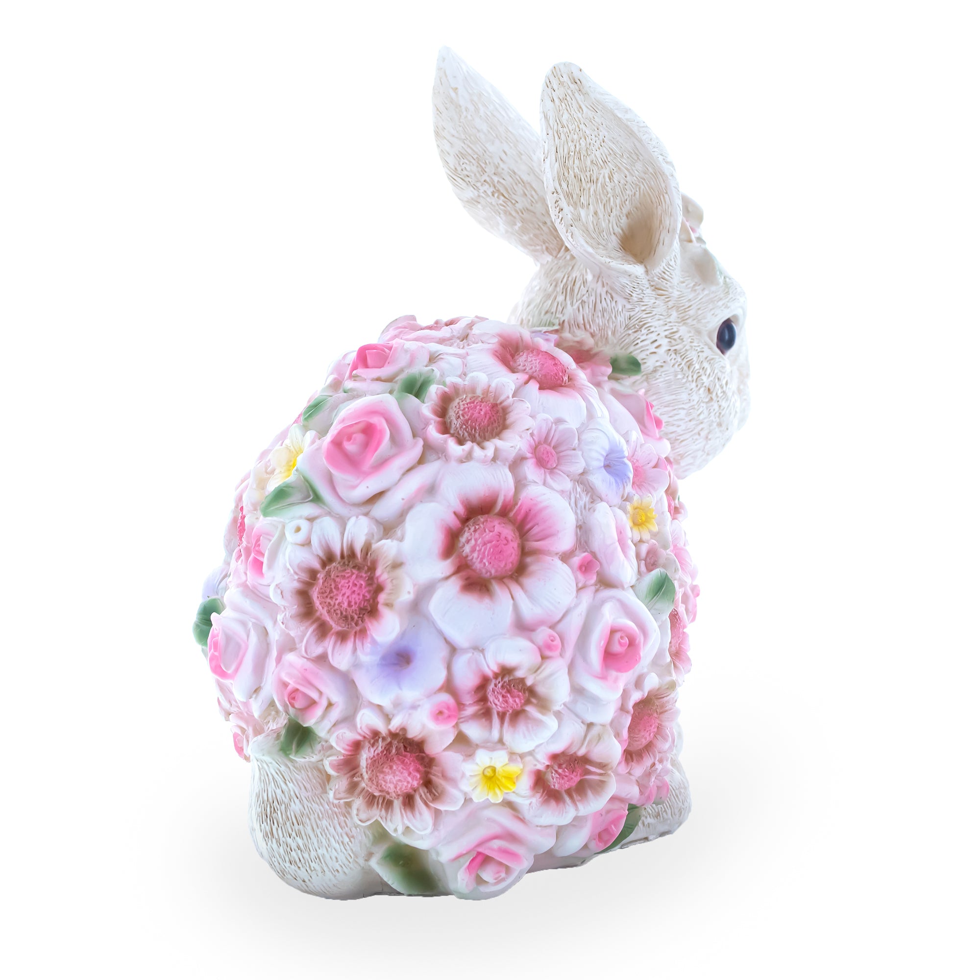 Floral Bunny Figurine – Elegant Spring & Easter Decor with Pastel Flowers 7.1 Inches , dimensions in inches: 7.1 x 6.1 x 4.4