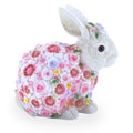 Hand Painted Resin Bunny With Elegant Garden Blooms 7.1 Inches Tall in Multi color