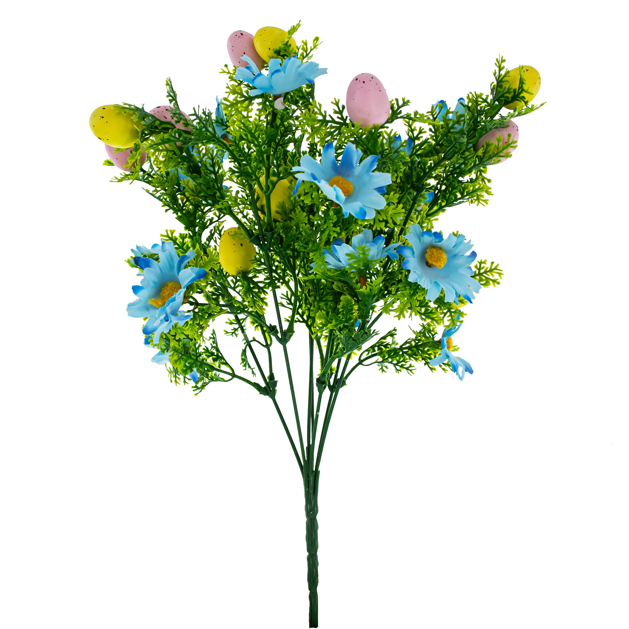 Easter Egg & Floral Bouquet – Artificial Spring Flowers with Decorative Speckled Eggs 13.5 Inches Tall in Multi color