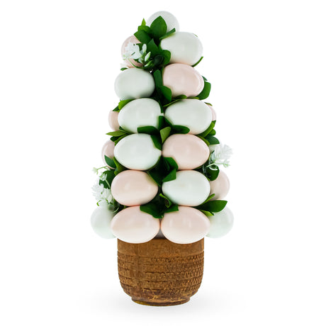 Floral Easter Egg-Adorned Decorative Vase , dimensions in inches: 14.8 x 6.6 x 6.6