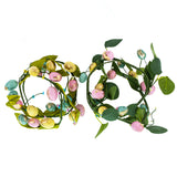 Set of 2 Easter Egg with Leaves Garlands , dimensions in inches: 7.3 x 6.6 x 2.9
