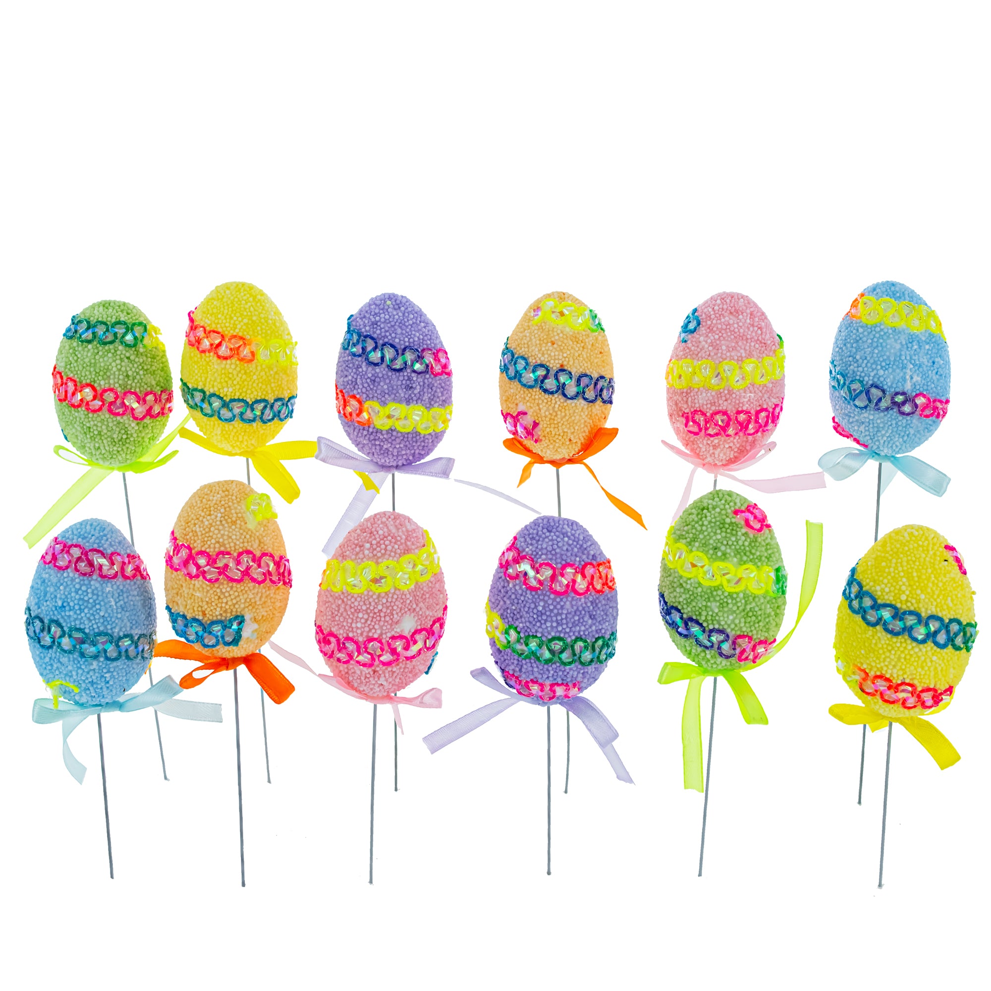 Set of 12 Colorful Easter Egg Picks in Multi color