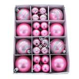 Plastic Elegant Set of 40-Piece Pink Ball Christmas Ornaments in Pink color Round
