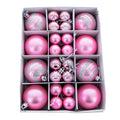 Set of 40 Pink Mini Ball Plastic Christmas Ornaments in Pink color Round