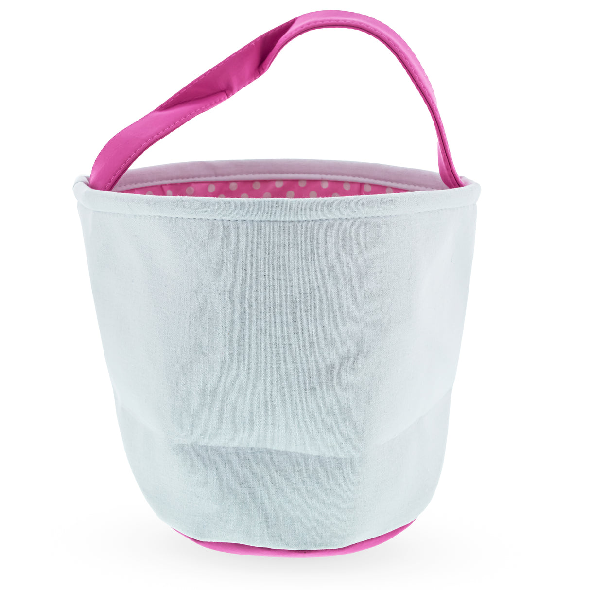 Bunny-Adorned Easter Egg Hunt Duo: Set of 2 Blue and Pink Fabric Baskets, 9.5 Inches Tall
