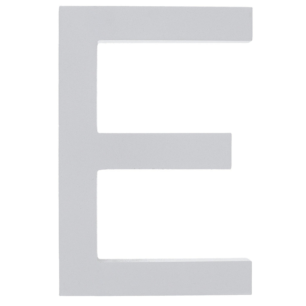 Wood Arial Font White Painted MDF Wood Letter E (6 Inches) in White color