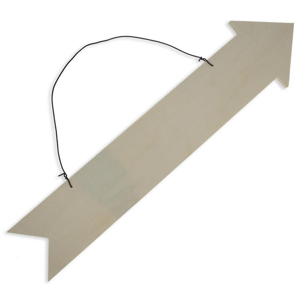 Unfinished Wooden Arrow Shape Cutout DIY Craft 13.75 Inches in Beige color,  shape
