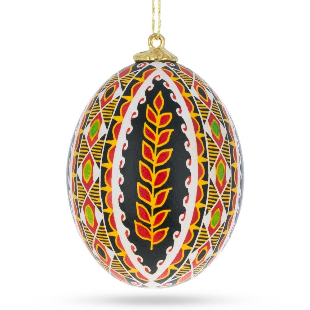 Authentic Real Eggshell Ukrainian Easter Egg Pysanka Ornament in Red color Oval