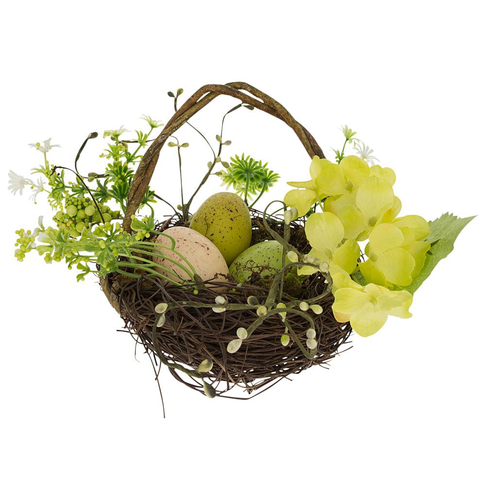 Set of 3 Easter Baskets with Eggs and Spring Flowers , dimensions in inches: 7 x 4 x 4