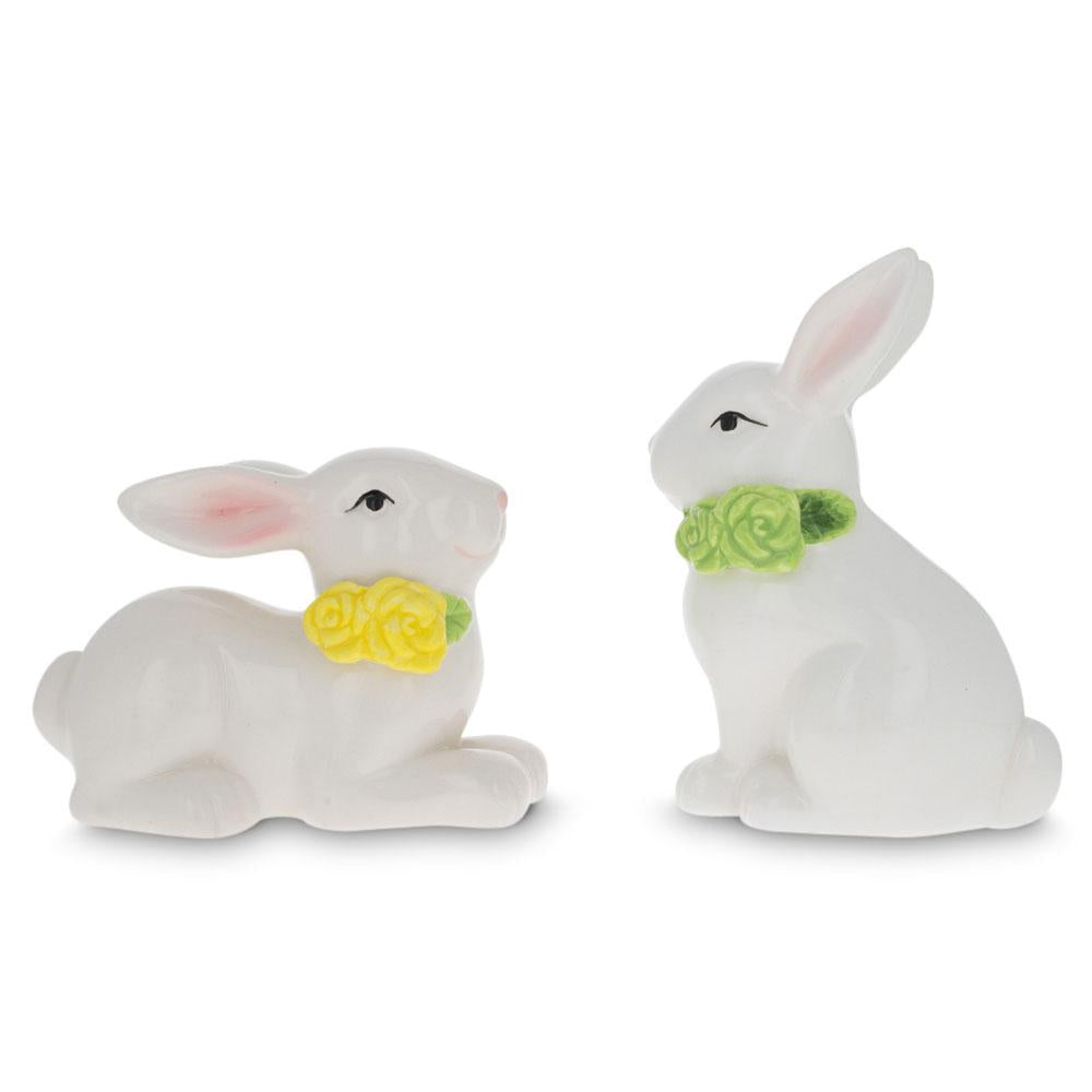 Set of 4 Porcelain Easter Bunnies 4 Inches ,dimensions in inches: 4 x 3 x 2.5