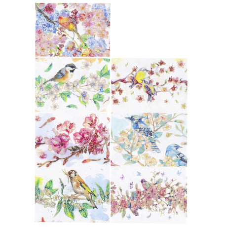 7 Birds and Flowers Ukrainian Easter Egg Decorating Wraps in Multi color, Rectangular shape