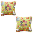 Fabric Set of 2 Easter Eggs with Bunny, Chicks and Willow Tree Throw Pillow Covers in Green color Square