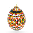 Chicken Size Blown Real Eggshell Ukrainian Easter Egg Pysanka Ornament in Red color, Oval shape