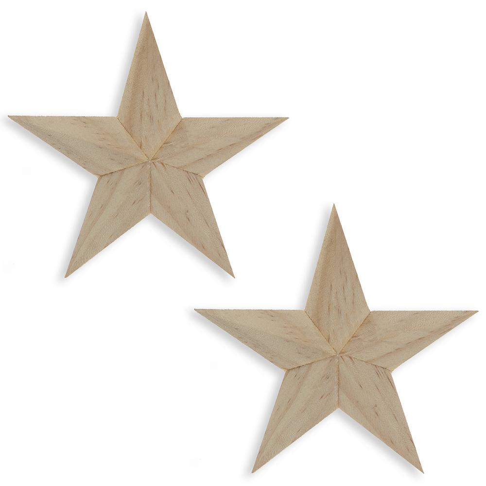 Set of 2 Unfinished Wooden Stars DIY Craft 4 Inches in Beige color, Star shape