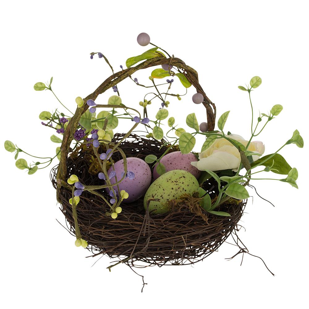Set de 3 Cestas de Pascua con Huevos y Flores Primaverales