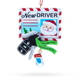 New Driver Santa License with Car Keys Resin Christmas Ornament in Multi color