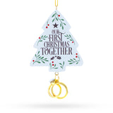 Our First Christmas Together Tree with Wedding Rings Resin Christmas Ornament in White color