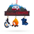 Happy Camper with Campfire and Cookware Resin Christmas Ornament in Multi color Figurine