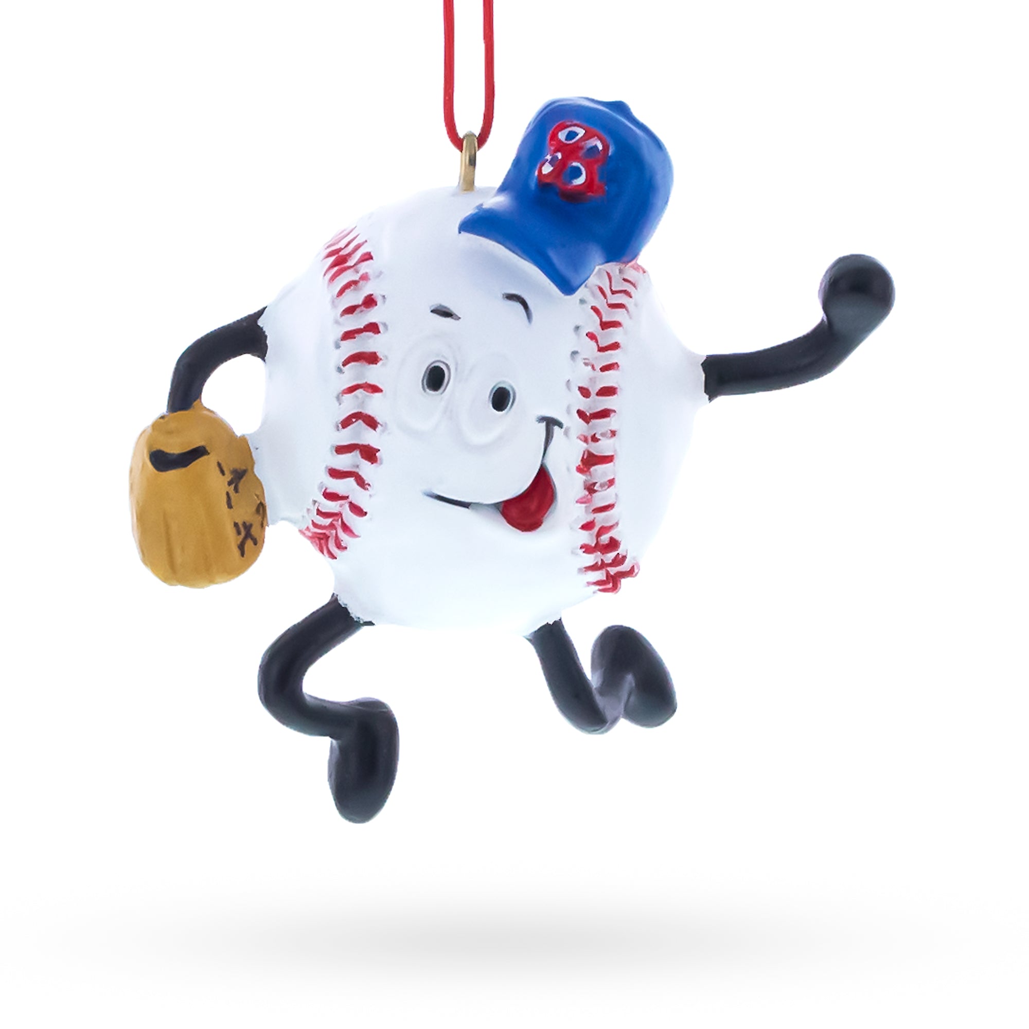 Smiling Baseball Character with Cap Resin Christmas Ornament in White color Figurine