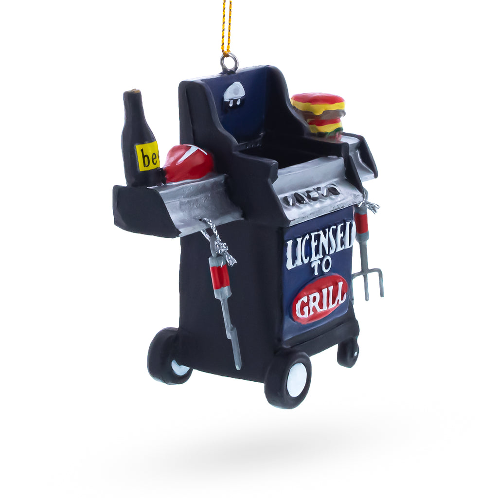 Licensed to Grill BBQ with Food Resin Christmas OrnamentChina , dimensions in inches: 3.1 x 3.5 x 1.6