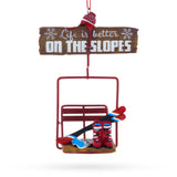 Life is Better on the Slopes Ski Lift with Skis Resin Christmas Ornament in Multi color