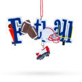 Football Helmet and Cleats Resin Christmas Ornament in Blue color Figurine