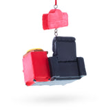 Man Cave Recliner with Pizza and Remote Resin Christmas Ornament , dimensions in inches: 3.6 x 2.6 x 1.6