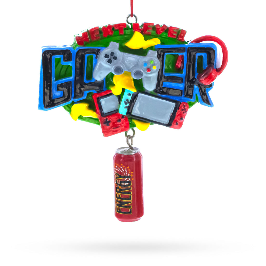Next Level Gamer with Energy Drink Resin Christmas Ornament in Multi color Figurine
