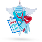 Nurse Doctor Caring Hands Heart Wings Resin Christmas OrnamentChina , dimensions in inches: 3.6 x 0.7 x 3.5