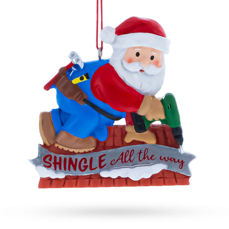 Roofing Handyman Santa Shingle All the Way Resin Christmas Ornament in Multi color Figurine