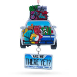 Are We There Yet Family Vacation Road Trip Resin Christmas Ornament in Blue color Figurine