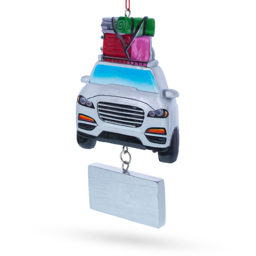 Are We There Yet Family Vacation Road Trip Resin Christmas Ornament , dimensions in inches: 5.1 x 0.9 x 3