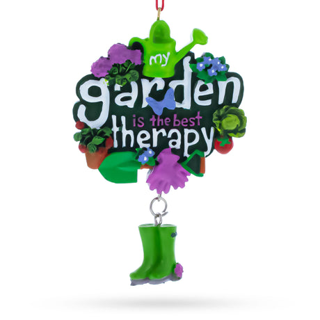 My Garden is the Best Therapy Resin Christmas Ornament in Green color Figurine